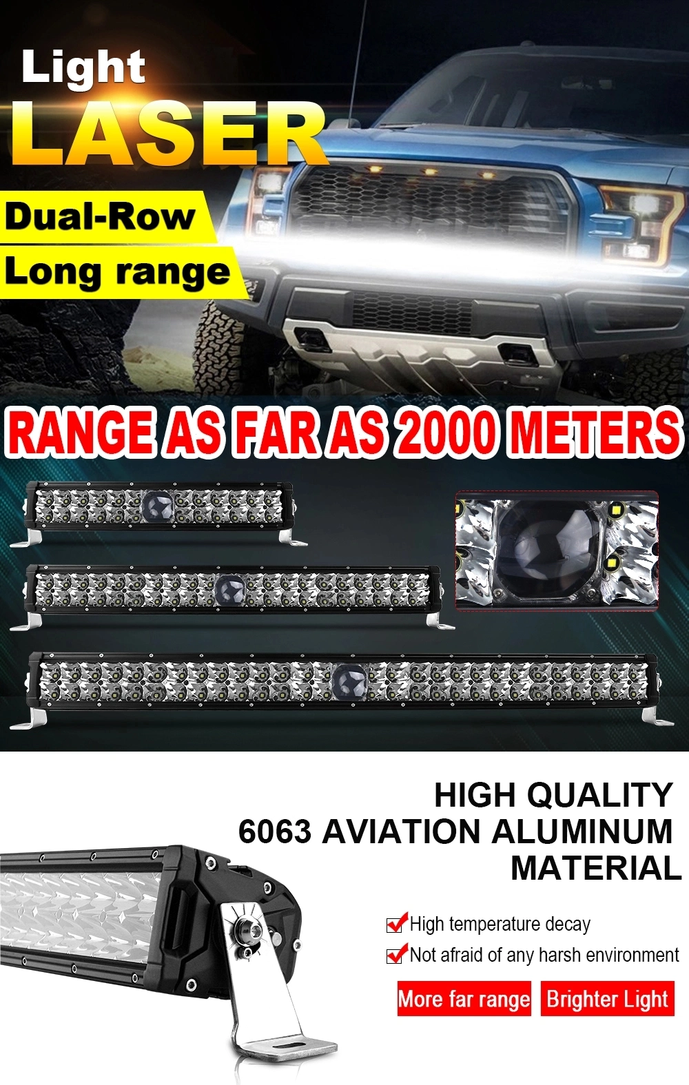 2020 1000m Lighting Super Bright 8d Driving LED Light Bars Truck Offroad, 2 Rows 4X4 14 22 30 40 50 Inch Laser LED Light Bar