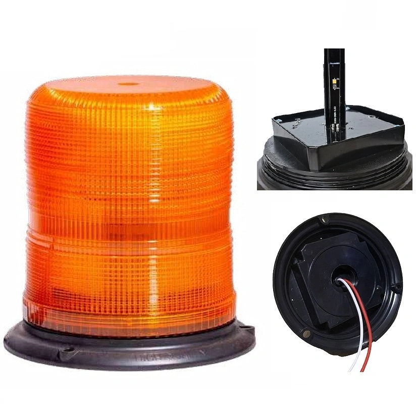 Super Bright DC10-48V LED Rotary Lamp Heavy Duty Vehicle Mining Area Warning Light LED Beacon Amber 7" PC Lens Class 1 4200