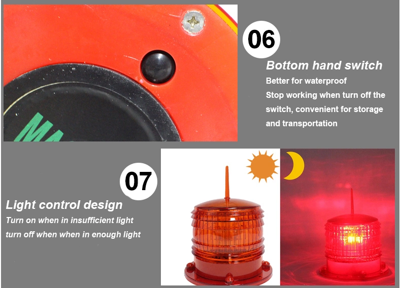 Solar LED Warning Light Flashing Barricade Marine Aviation Light