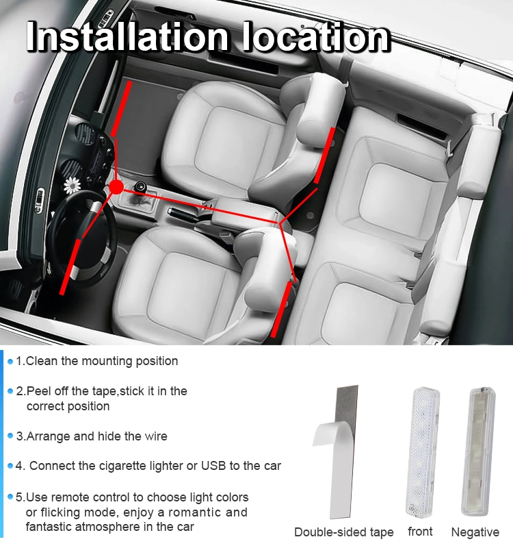 Car Interior Atmosphere 24 LED Lights Strip 5050 RGB SMD Flexible Strip Light 12V Car Atmosphere Light