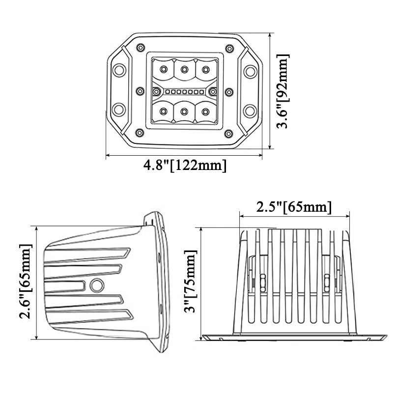 5" Car Square Flush Mount Pods 39W Offroad LED Rear Bumper Fog Work Driving Light for 4X4 ATV UTV