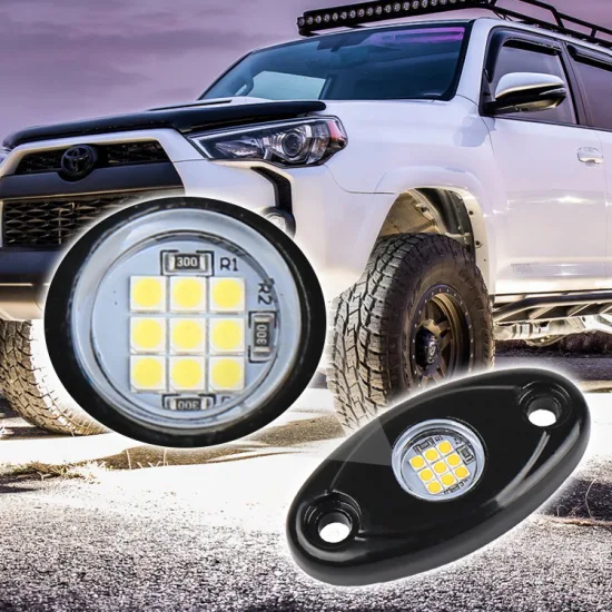 Ventes chaudes 9W Single Pod Single Color 4 Pods Néon 12V Étanche Underglow Underbody Kit LED Rock Light pour camion hors route